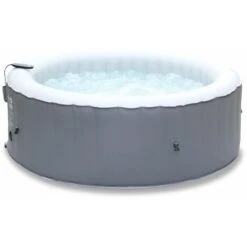 Spa MSPA Gonflable Rond – Kili 4 Gris 4 Places - Système Anti-gel Et De Désinfection UVC + Bâche, 180 Cm, Pompe, Chauffage, Gonfleur, Filtre