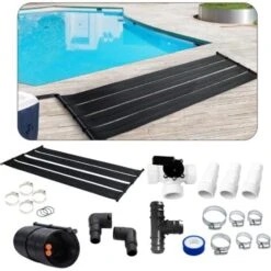 AREBOS 2X Chauffage Solaire Collecteur Solaire Chauffage De Piscine Kit De 2 Pièces 300x66 Cm Plastique Résistant Aux UV Noir