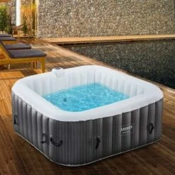 AREBOS Spa Gonflable Pour L'intérieur Et L'extérieur Pour 6 Personnes 185x185cm 130 Jets De Massage Avec Chauffage 910 Litres