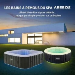 AREBOS Spa Gonflable Gonflable Automatique 185x185cm 6 Personnes Bande Lumineuse LED 130 Jets De Massage 910 L 10 AREBOS Spa Gonflable Gonflable Automatique 185x185cm 6 Personnes Bande Lumineuse LED 130 Jets De Massage 910 L -Hayward Aquaspa Boutique 31573469 4