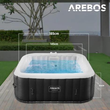AREBOS Spa Gonflable Gonflable Automatique 185x185cm 6 Personnes Bande Lumineuse LED 130 Jets De Massage 910 L 7 AREBOS Spa Gonflable Gonflable Automatique 185x185cm 6 Personnes Bande Lumineuse LED 130 Jets De Massage 910 L – Image 5