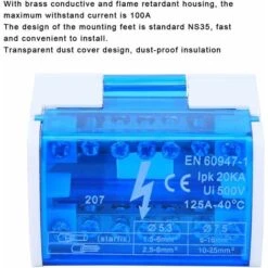 Boî,te De Distribution De Bornier, Connecteur De Boî,te De Distribution D'alimentation Borniers Sur Rail DIN Monophasé, à, 2 Niveaux Avec Cache Anti-poussiè,re Transparent 11 Boî,te De Distribution De Bornier, Connecteur De Boî,te De Distribution D'alimentation Borniers Sur Rail DIN Monophasé, à, 2 Niveaux Avec Cache Anti-poussiè,re Transparent -Hayward Aquaspa Boutique 43154303 5