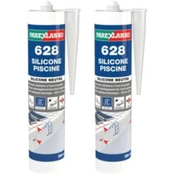 Lot De 2 Mastics Silicones Neutres PAREXLANKO 628 Silicone Piscine - Gris - 300ml
