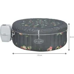 Spa Gonflable Bestway Lay-Z Aruba 110 Bulles AirJet 170x66 Cm Pour 3 Personnes Rond Gris Feuilles Tropicales 10 Spa Gonflable Bestway Lay-Z Aruba 110 Bulles AirJet 170x66 Cm Pour 3 Personnes Rond Gris Feuilles Tropicales -Hayward Aquaspa Boutique 50872835 4