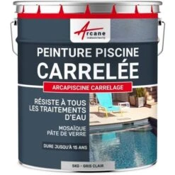 Peinture Piscine Carrelage - 5 Kg (jusqu'à 15m² Pour 2 Couches) - Gris Clair Piscine - RAL 7035
