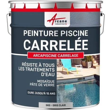 Peinture Piscine Carrelage - 5 Kg (jusqu'à 15m² Pour 2 Couches) - Gris Clair Piscine - RAL 7035 3 Peinture Piscine Carrelage - 5 Kg (jusqu'à 15m² Pour 2 Couches) - Gris Clair Piscine - RAL 7035