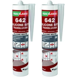 Lot De 2 Mastics Silicones Neutres PAREXLANKO 642 Silicone Bâti - Translucide - 300ml