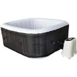 Cocooning Water - Spa Gonflable Carré - 120 Jets - Noir Et Blanc - (154x154cm) 3-4 Places -700L -Hayward Aquaspa Boutique 55536172 5