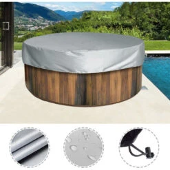 Couverture De Piscine Ronde Couverture Solaire De Piscine, Protection UV Et Couverture De Protection Spa étanche, Baignoire Spa Extérieure-Gris 190x90cm -Hayward Aquaspa Boutique 57566731 3