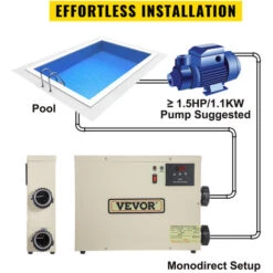 VEVOR Réchauffeur électrique Piscine Chauffe-Eau Chauffe-Piscine Spa 9 KW 380V -Hayward Aquaspa Boutique 69342520 4