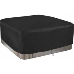 ZXPASRA Couverture De Piscine Carré Bâche Solaire , Housse Solaire De Piscine Pour Extérieur Spa Baignoire Couverture De Spa Couverture Résistante Aux UV, 220×220×30cm, Noir