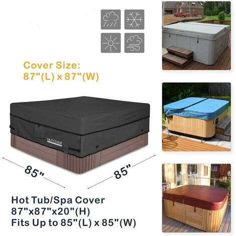 SVKBJROY Couverture De Piscine Carré Bâche Solaire Pour Piscine, Couverture Solaire De Piscine Pour Extérieur Extérieur Spa Baignoire Couverture De Spa Couverture Résistante Aux UV,noir,193x193x50cm 4 SVKBJROY Couverture De Piscine Carré Bâche Solaire Pour Piscine, Couverture Solaire De Piscine Pour Extérieur Extérieur Spa Baignoire Couverture De Spa Couverture Résistante Aux UV,noir,193x193x50cm – Image 2