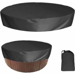 MINKUROW Couvercle De Spa Ronde Étanche Couvertures Extérieures De Baignoire Spa,Protection Imperméable Pour Spa,Housse De Baignoire Coupe-Vent Résistante Aux Uv Pour Piscine,Noir,200×30cm