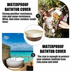 MINKUROW Couvercle De Spa Ronde Étanche Couvertures Extérieures De Baignoire Spa,Protection Imperméable Pour Spa,Housse De Baignoire Coupe-Vent Résistante Aux Uv Pour Piscine,Noir,200×30cm -Hayward Aquaspa Boutique 81944970 3