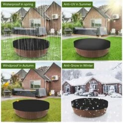 MINKUROW Couvercle De Spa Ronde Étanche Couvertures Extérieures De Baignoire Spa,Protection Imperméable Pour Spa,Housse De Baignoire Coupe-Vent Résistante Aux Uv Pour Piscine,Noir,200×30cm -Hayward Aquaspa Boutique 81944970 5