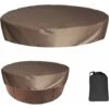 MINKUROW Couvercle De Spa Ronde Étanche Couvertures Extérieures De Baignoire Spa,Protection Imperméable Pour Spa,Housse De Baignoire Coupe-Vent Résistante Aux Uv Pour Piscine,Marron,210×30cm