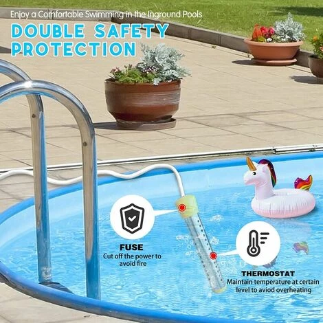 SEENLIN Thermoplongeur De Voyage,Chauffe-piscine électrique à Immersion Avec Protection En Acier Inoxydable Pour Piscines Creusées, Bleu, Une Pièce 4 SEENLIN Thermoplongeur De Voyage,Chauffe-piscine électrique à Immersion Avec Protection En Acier Inoxydable Pour Piscines Creusées, Bleu, Une Pièce – Image 2