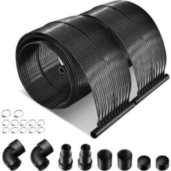 COSTWAY Chauffage Solaire Pour Piscines 2 Panneaux Collecteurs Solaires De 500 X 75 Cm, Chauffe-Piscine Solaire En Matériau PE Résistant Aux Intempéries Absorption De Chaleur